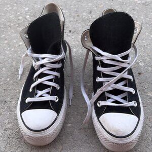 Converse Black Canvas High Top Sneakers with White Accents